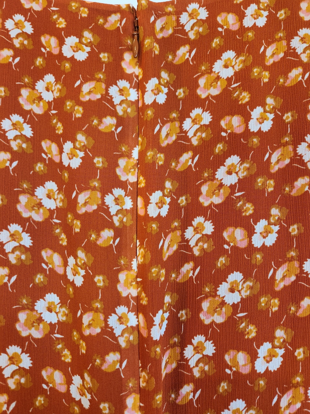 J Crew Factory Crinkle Midi Flounce Dress Rust Floral Size XL Cottagecore Ruffle - Picture 11 of 15